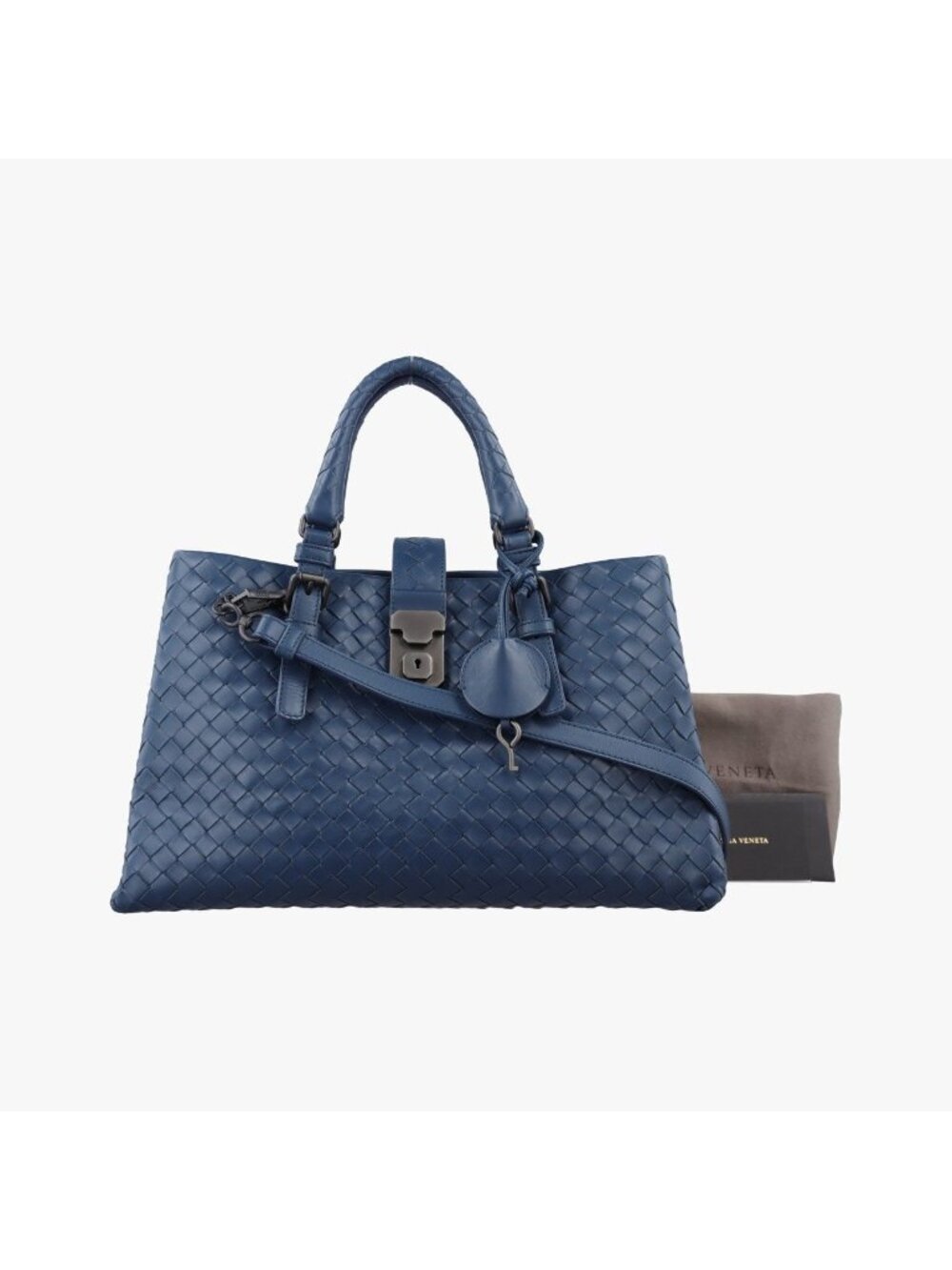 Bottega Veneta Rome Intrecciato Navy Lambskin